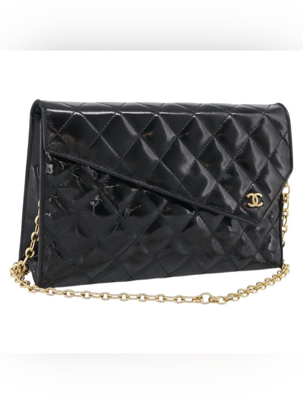 CHANEL Matelasse Chain Shoulder Bag Patent CC